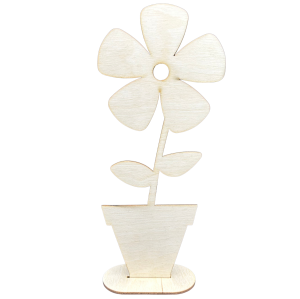 Drewniany kwiatek w doniczce prezent kwiat 27cm 