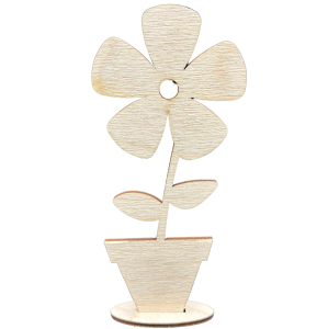 Drewniany kwiatek w doniczce prezent kwiat 15cm 