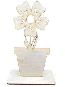 Drewniany kwiatek w doniczce prezent kwiat 13,5cm 