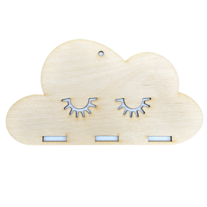 Drewniana chmurka organizer na spinki baza makrama 