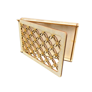 Drewniane pudełko ażurowe szkatułka ze sklejki zamykane decoupage 15x10 