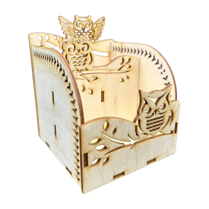 Organizer na biurko drewniany segregator przybornik pojemnik ze sklejki 