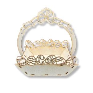 Drewniany koszyk koszyczek wielkanocny pojemnik na słodycze ze sklejki 3D 