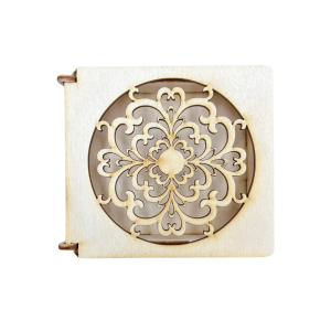 Drewniane pudełko ażurowe szkatułka ze sklejki zamykane decoupage prezent 