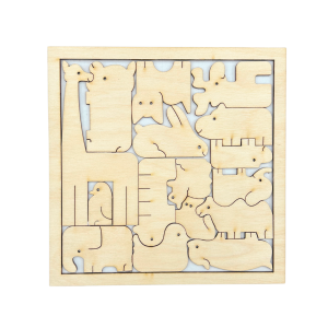 Drewniane puzzle układanka zwierzęta zwierzątka zoo ze sklejki decoupage 