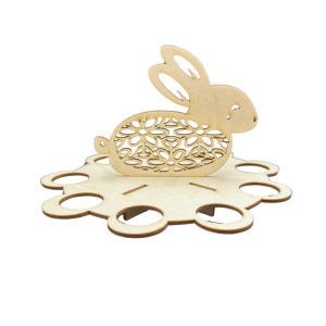 Drewniany stojak podstawka koszyk na jajka pisanki zając królik decoupage 