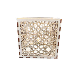 Lampion drewniany latarenka ze sklejki decoupage pudełko świecznik 11cm 