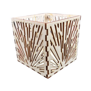 Lampion drewniany latarenka ze sklejki decoupage pudełko świecznik 11cm 