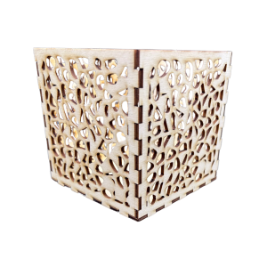 Lampion drewniany latarenka ze sklejki decoupage pudełko świecznik 11cm 