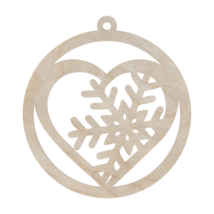 Drewniana zawieszka bombka serce śnieżynka decoupage dekor ze sklejki 
