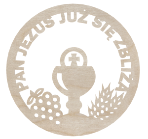 Dekor komunijny Komunia Święta Pan Jezus już się zbliża decoupage z sklejki 