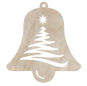 Drewniana zawieszka dzwonek dzwoneczek choinka ze sklejki decoupage dekor 