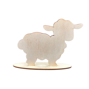 Drewniany baranek owca na podstawce decoupage ze sklejki dekor wielkanoc 