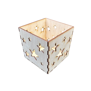 Lampion drewniany latarenka ze sklejki decoupage ozdoba świecznik 11cm 