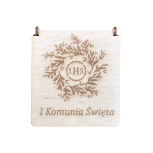Drewniane pudełko komunijne pamiątka pudełeczko szkatułka komunia prezent 