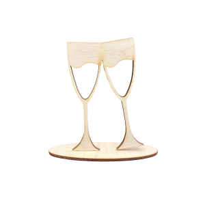 Drewniane kieliszki na podstawce ze sklejki decoupage dekor ozdoba ślub 