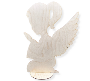 Drewniany dekor komunijny ozdoba anioł dziewczynka na podstawce komunia 