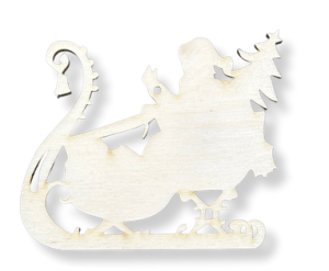 Drewniana zawieszka ze sklejki sanie Mikołaja sanki na choinkę decoupage 