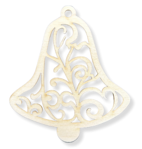 Drewniana zawieszka na choinkę dzwonek dzwoneczek ażur ze sklejki