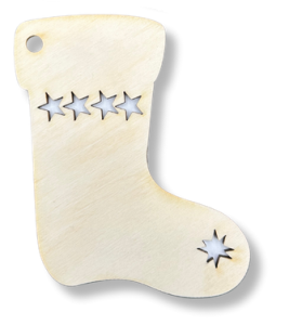 Drewniany but bucik zawieszka na choinkę ze sklejki decoupage ozdoba
