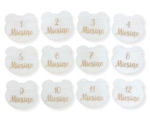 Drewniane tabliczki karty do zdjęć dziecka z miesiącami pierwszy rok życia 