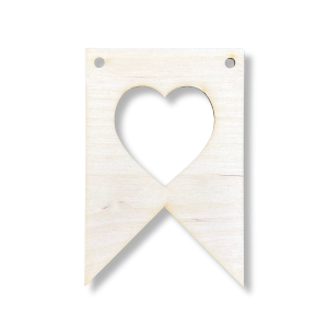 Drewniany proporczyk girlanda baner zawieszka chorągiewka do pokoju SERCE