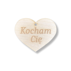 Drewniana zawieszka serduszko grawer KOCHAM CIĘ
