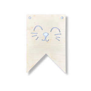 Drewniany proporczyk girlanda baner zawieszka chorągiewka do pokoju KOT