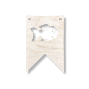 Drewniany proporczyk girlanda baner zawieszka chorągiewka do pokoju RYBKA ryba