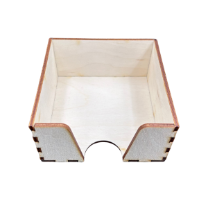 Drewniane pudełko pojemnik na karteczki przybornik na biurko