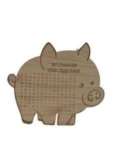 Świnka Skarbonka WYZWANIE OSZCZĘDZANIE drewno