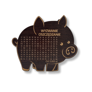 Świnka Skarbonka WYZWANIE OSZCZĘDZANIE kolor WENGE