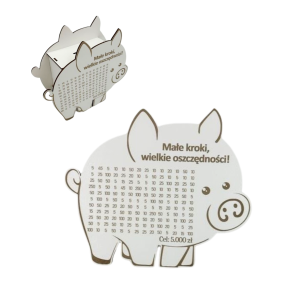 BIAŁA Świnka Skarbonka MAŁE KROKI WIELKIE OSZCZĘDNOŚCI