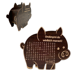 Świnka Skarbonka DROBNYMI DO WIELKICH MARZEŃ kolor WENGE