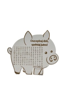 BIAŁA Świnka Skarbonka OSZCZĘDZAJ DZIŚ SPEŁNIAJ JUTRO