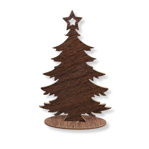 Drewniana WENGE choinka świąteczna z gwiazdą drzewko dekoracja stojąca dekor