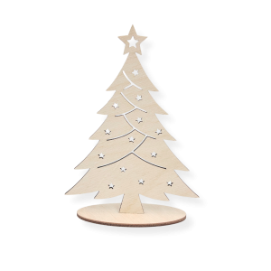 Drewniana CHOINKA Z DEKORACJĄ na podstawce 16CM drzewko dekoracja stojąca dekor