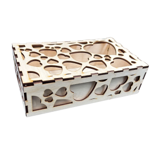 Drewniane pudełko jedno w drugie SERCE chustecznik serwetnik ze sklejki decoupage ażur 22cm walentynki