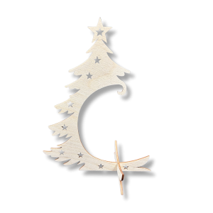 Stojak na bombkę drewniana choinka świąteczna na podstawce ozdoba stojąca ze sklejki