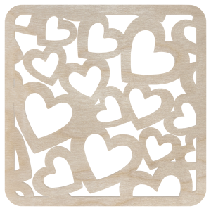 Drewniana podkładka w SERCA podstawka pod kubek kwadrat decoupage ze sklejki