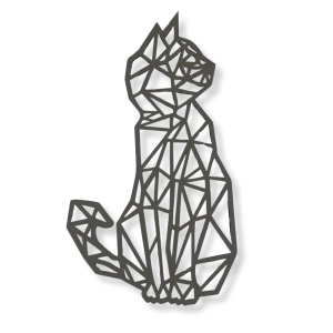Dekoracja ścienna obraz ażurowy CZARNY GEOMETRYCZNY KOT 2 KOTEK 3D 26cm