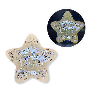 Lampion świąteczny Gwiazda - sanie Mikołaja nad miastem + LAMPKI