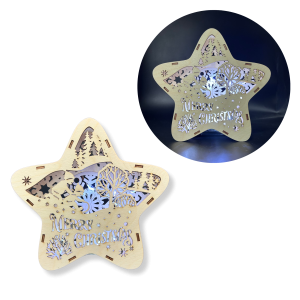 Lampion świąteczny Gwiazda - Merry Christmas dzieci na sankach