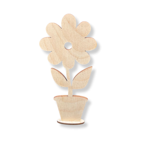 Drewniany kwiatek w doniczce - dekoracja stojąca