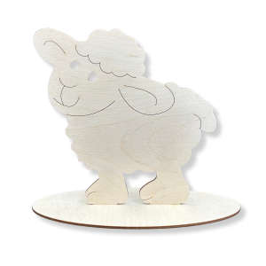 Drewniany grawerowany baranek owca 10 CM na podstawce decoupage ze sklejki dekor wielkanoc