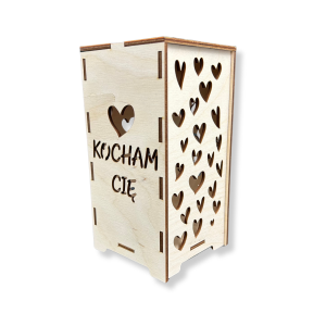 Lampion drewniany latarenka KOCHAM CIĘ walentynki