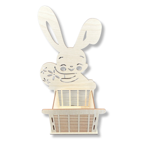 Drewniany koszyk ZAJĄC koszyczek wielkanocny pojemnik na słodycze ze sklejki 3D