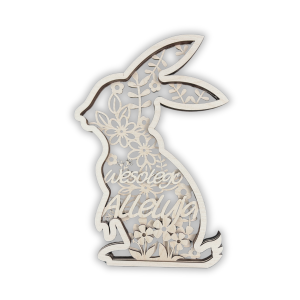 Dekoracja warstwowa 3D kwiatowy zając Wesołego Alleluja 26 cm