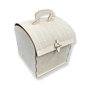 Drewniany kuferek z rączką pojemnik szkatułka