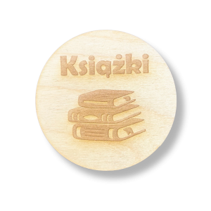 Drewniana tabliczka etykieta znaczek na szufladę/pudełko - Książki 